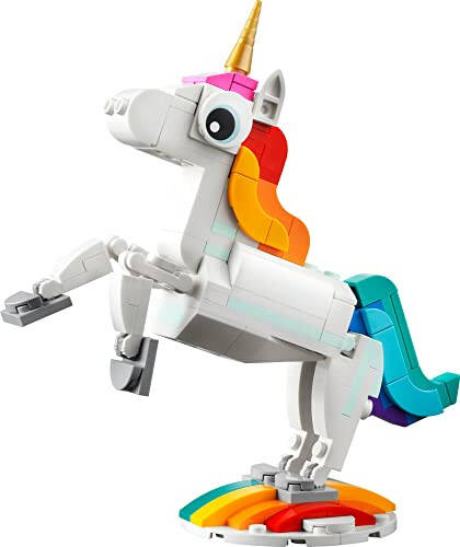 LEGO Creator 3 in 1 Magical Unicorn Toy, Transforms from Unicorn to Seahorse to Peacock, Rainbow Animal Figures, Unicorn Gift for Grandchildren, Girls and Boys, Buildable Toys, 31140 - 16