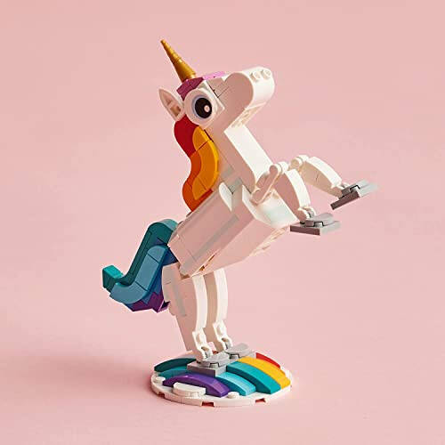 LEGO Creator 3 in 1 Magical Unicorn Toy, Transforms from Unicorn to Seahorse to Peacock, Rainbow Animal Figures, Unicorn Gift for Grandchildren, Girls and Boys, Buildable Toys, 31140 - 4