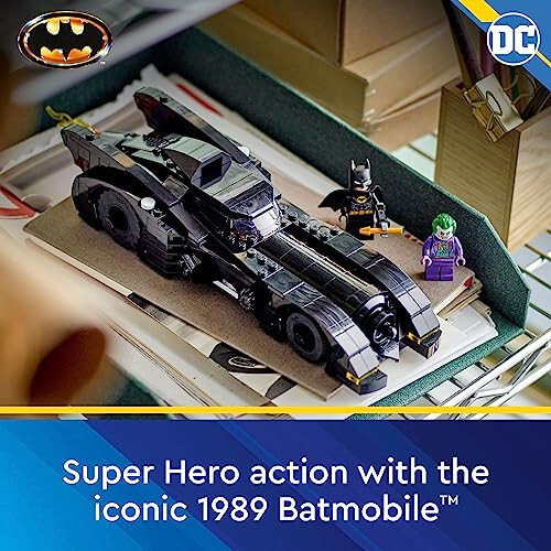 Lego DC Batmobil: Batman vs. Joker Ta'qibi 76224 Qurilish O'yinchoq To'plami, Ushbu DC Super Qahramon O'yinchoq Batmanning Qurollar va Minifigura Mos Kokpitli Afsonaviy Mashinasini Taqdim etadi, 8 Yosh va Undan Katta Bolalar uchun DC Sovg'a - LEGO (1)