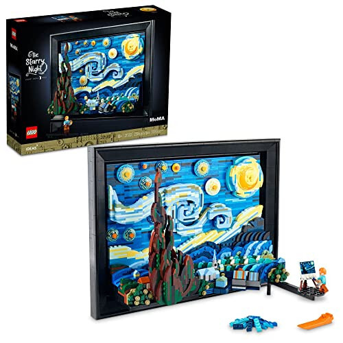 LEGO Ideas Vincent van Gogh Yıldızlı Gece, Eviniz İçin Eşsiz 3B Duvar Sanatı veya Masa Görüntüsü, Sanatçı Minfigürüyle, Yetişkinler İçin Yaratıcı Yapı Oyuncak Seti, 21333 - 1