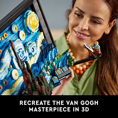 LEGO Ideas Vincent van Gogh Yıldızlı Gece, Eviniz İçin Eşsiz 3B Duvar Sanatı veya Masa Görüntüsü, Sanatçı Minfigürüyle, Yetişkinler İçin Yaratıcı Yapı Oyuncak Seti, 21333 - 3