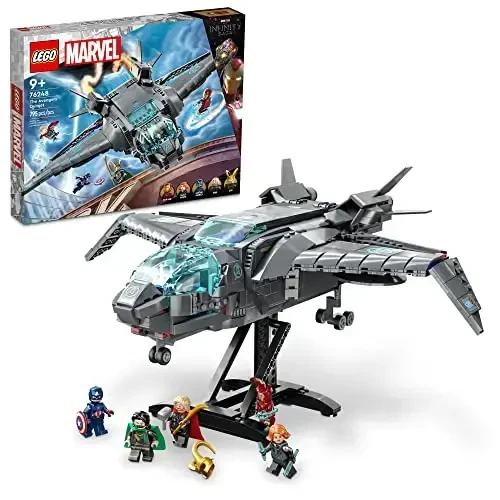 LEGO Marvel The Avengers Quinjet 76248, Thor, Iron Man, Black Widow, Loki va Captain America minifiguralari bilan kosmik kemani qurish o'yinchoq to'plami, Infinity Saga - 1