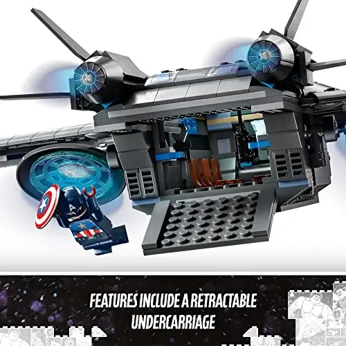 LEGO Marvel The Avengers Quinjet 76248, Thor, Iron Man, Black Widow, Loki va Captain America minifiguralari bilan kosmik kemani qurish o'yinchoq to'plami, Infinity Saga - 3