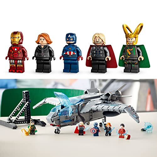 LEGO Marvel The Avengers Quinjet 76248, Thor, Iron Man, Black Widow, Loki va Kapitan Amerika minifiguralari bilan Kosmik kema qurilish o'yinchoq to'plami, Infinity Saga - 1
