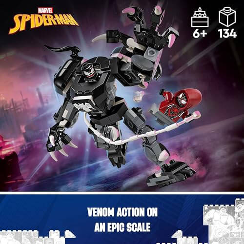 LEGO Marvel Venom Makine Zırhı vs. Miles Morales, Hareketli Aksiyon Figürü Çocuklar İçin, Marvel Yapı Seti Minfigürlerle, Seyahat Oyuncağı, Süper Kahraman Savaş Hediyesi 6 Yaş ve Üzeri Erkek ve Kız Çocukları İçin, 76276 - 2