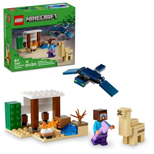 LEGO Minecraft Steve'ın Çöl Macerası Yapı Oyunu, Minecraft Evi ve Aksiyon Figürleri İçeren Biyom, Bağımsız Oyun İçin Minecraft Hediyesi, 6 Yaş ve Üzeri Erkek, Kız ve Çocuklar İçin Oyun Seti, 21251 - 1