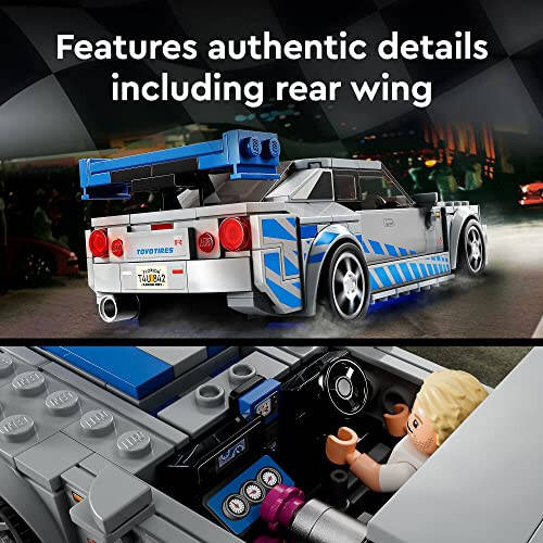 LEGO Speed Champions 2 Fast 2 Furious Nissan Skyline GT-R (R34), Race Car Toy Model Building Kit, Collectible with Racer Minifigure, 2023 Set for Kids, Boys and Girls Ages 9 and Up 76917 - 5