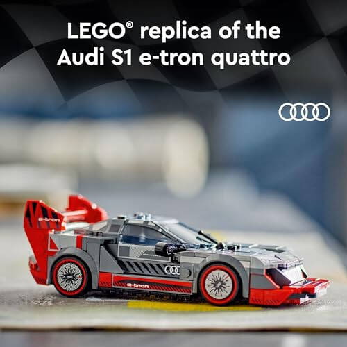 LEGO Speed Champions Audi S1 e-tron Quattro Игрушечная гоночная машина, Строительная модель игрушечной машины Audi для детей, Красная игрушечная машина для сборки и демонстрации, Идея подарка для мальчиков и девочек от 9 лет, 76921 - 2