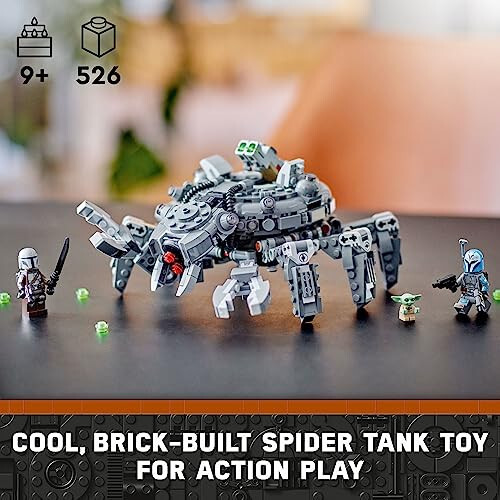 LEGO Star Wars Oʻrgimchak Tank 75361, The Mandalorian 3-mavsumidan qurilishi mumkin boʻlgan oʻyinchoq mexanizm, Mandalorian (Qora Qilichli), Bo-Katan va Grogu «Chaqaloq Yoda» minifiguralari bilan, 9 yosh va undan katta bolalar uchun sovgʻa gʻoyasi - 2