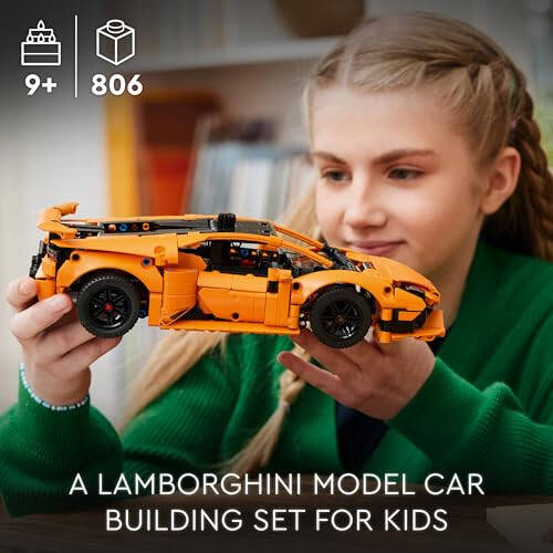 LEGO Technic Lamborghini Huracán Tecnica Turuncu Gelişmiş Yapı Oyuncağı, Çocuk Odası Dekoru İçin Lamborghini Araba Oyuncağı, 9 Yaş ve Üzeri Erkek ve Kızlar İçin Model Araba Araç Seti, 42196 - 2