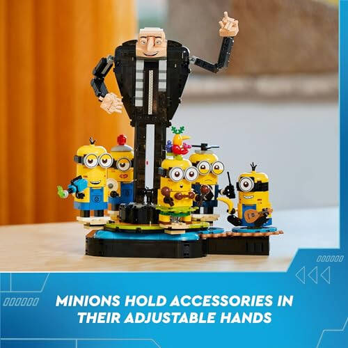 LEGO Yomon bola 4 G'ishtdan yasalgan Gru va Minyonlar Figurası, Bolalar uchun Minyonlar o'yinchoqlari to'plami, Raqsga tushuvchi Yomon bola o'yinchoq figuralari to'plami, O'ynash va namoyish qilish uchun Minyonlar tug'ilgan kun sovg'asi, 75582 - 5