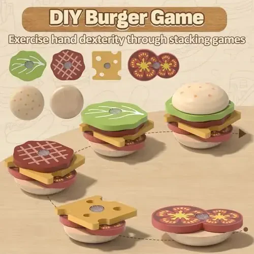 Lehoo Castle Play Food Sets for Kids Kitchen, Wooden Toys Food for Toddlers 1-3, Pretend Picnic Play Set, Cutting Food Toys, Gift for Girls Boys 3 4 5 6 - 6