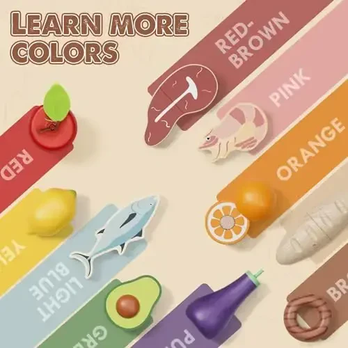 Lehoo Castle Wooden Play Food Set, Toy Food for Toddlers, Pretend Play Kitchen Accessories, Cutting Fruits and Vegetables Montessori Sorting Toys for Kids 3-5 Girls Boys - 3