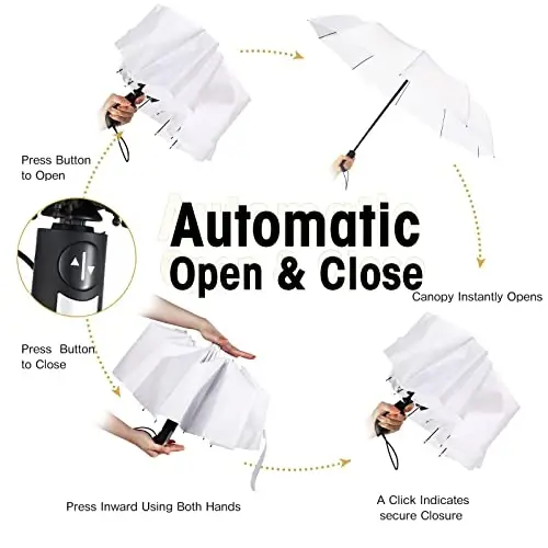 LEIFIDE 10 Pack Collapsible Wedding Umbrellas Bulk Compact Set Windproof Travel Rain Umbrellas Folding and Portable Automatic Open Close for 1-2 People, Men and Women, Guests - 9
