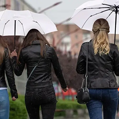 LEIFIDE 10 Pack Collapsible Wedding Umbrellas Bulk Compact Set Windproof Travel Rain Umbrellas Folding and Portable Automatic Open Close for 1-2 People, Men and Women, Guests - 12