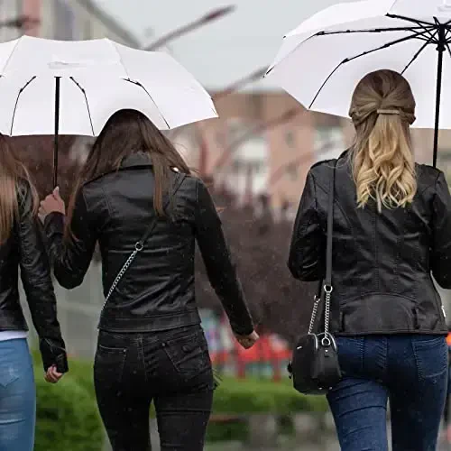 LEIFIDE 10 Pack Collapsible Wedding Umbrellas Bulk Compact Set Windproof Travel Rain Umbrellas Folding and Portable Automatic Open Close for 1-2 People, Men and Women, Guests - 6