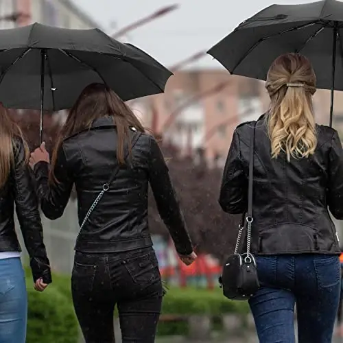 LEIFIDE 10 Pack Collapsible Wedding Umbrellas Bulk Compact Set Windproof Travel Rain Umbrellas Folding and Portable Automatic Open Close for 1-2 People, Men and Women, Guests - 6