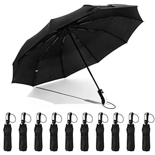 LEIFIDE 10 Pack Collapsible Wedding Umbrellas Bulk Compact Set Windproof Travel Rain Umbrellas Folding and Portable Automatic Open Close for 1-2 People, Men and Women, Guests - 1