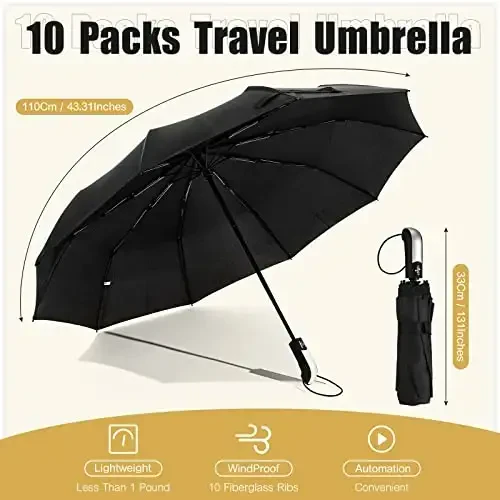 LEIFIDE 10 Pack Collapsible Wedding Umbrellas Bulk Compact Set Windproof Travel Rain Umbrellas Folding and Portable Automatic Open Close for 1-2 People, Men and Women, Guests - MODAZONE (1)