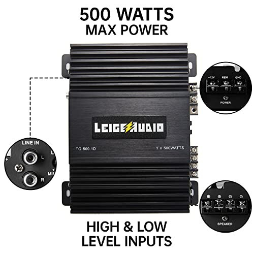 LEIGESAUDIO 500 Watts MonoBlock Amplifier, Class D, 1 OModazone Stable Subwoofer Amplifiers for Car Audio Speakers - 5