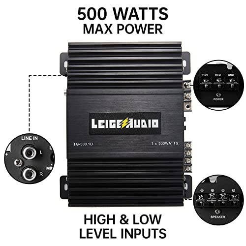 LEIGESAUDIO 500 Watts MonoBlock Amplifier, Class D, 1 OModazone Stable Subwoofer Amplifiers for Car Audio Speakers - 5