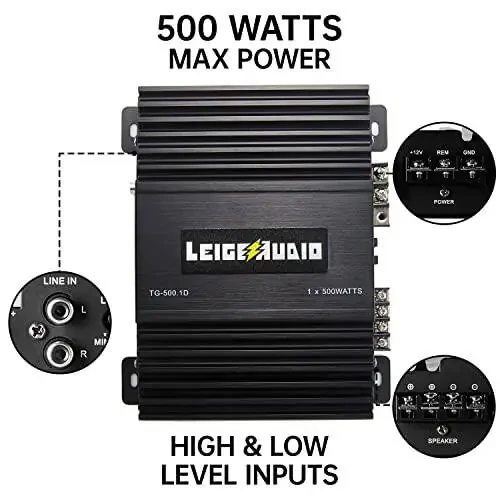 LEIGESAUDIO 500 Watts MonoBlock Amplifier, Class D, 1 OModazone Stable Subwoofer Amplifiers for Car Audio Speakers - 5