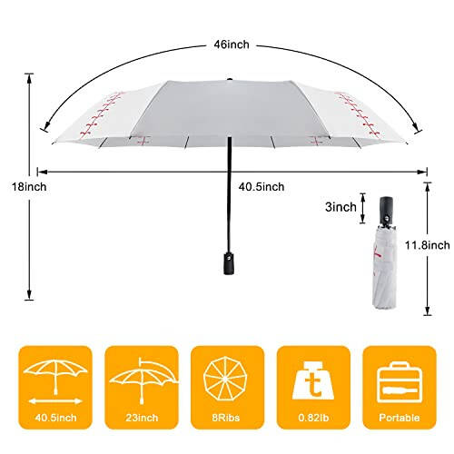 Lejorain Белая бейсбольная зонт компактная - портативная ветрозащитная дорожная складная спортивная зонт автоматическое открытие бейсбольная тематическая подарки - 2