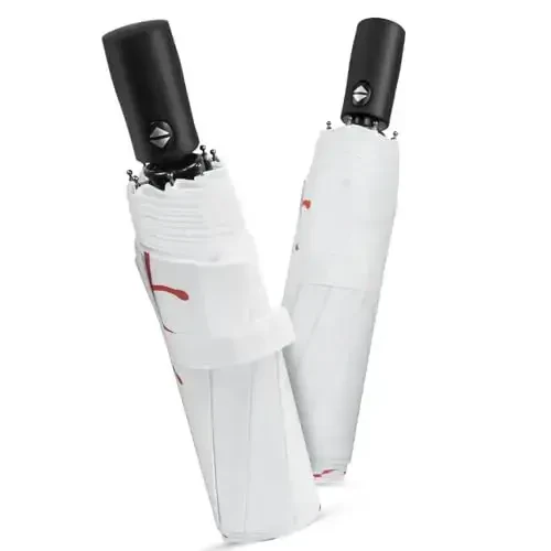 Lejorain White Baseball Umbrella Compact - Portable Windproof Travel Folding Sports Umbrellas Auto Open Baseball 