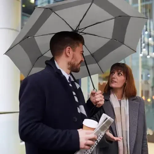 Lejorain Large Folding Golf Umbrella - Compact Mens Umbrellas Travel Rain and Windproof 54inch Collapsible Automatic Open Close Umbrella 210T Teflon Vented Double Canopy - 5