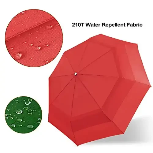 Lejorain Large Folding Golf Umbrella - Compact Mens Umbrellas Travel Rain and Windproof 54inch Collapsible Automatic Open Close Umbrella 210T Teflon Vented Double Canopy - 4
