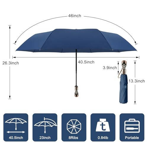 Lejorain Erkek Siyah Kafatası Şemsiye - Otomatik Lüks Seyahat Rüzgar Geçirmez Şemsiye Kompakt - Yetişkinler İçin Taşınabilir Sağlam Hafif Yağmur Şemsiyesi - 18