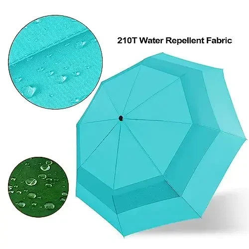Lejorain Large Folding Golf Umbrella - Compact Mens Umbrellas Travel Rain and Windproof 54inch Collapsible Automatic Open Close Umbrella 210T Teflon Vented Double Canopy - 4