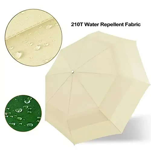 Lejorain Large Folding Golf Umbrella - Compact Mens Umbrellas Travel Rain and Windproof 54inch Collapsible Automatic Open Close Umbrella 210T Teflon Vented Double Canopy - 4