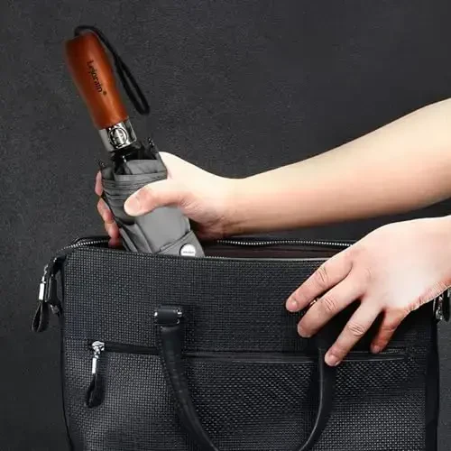 Lejorain Katta buklama golf soyboni - ixcham erkaklar soybonlari sayohat yomg'ir va shamolga chidamli 54 dyuymli yig'ma avtomatik ochiladigan yopiladigan soybon 210T Teflon ventilyatsiyali ikki qavatli gumbaz - 6