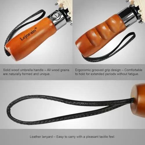 Lejorain Katta Buylanadigan Golf Soyaboni - Ixcham Erkaklar Soyabonlari Sayohat Yomg'ir va Shamolga chidamli 54 dyuymli Yig'iladigan Avtomatik Ochiladigan Yopiladigan Soyabon 210T Teflon Ventilyatsiyali Ikkita Gumbaz - 4