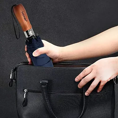 Lejorain katta golf soyboni - ixcham erkaklar soybonlari sayohat yomg'ir va shamolga chidamli 54 dyuymli yig'iladigan avtomatik ochiladigan yopiladigan soybon 210T Teflon ventilyatsiyali ikki qavatli - 6