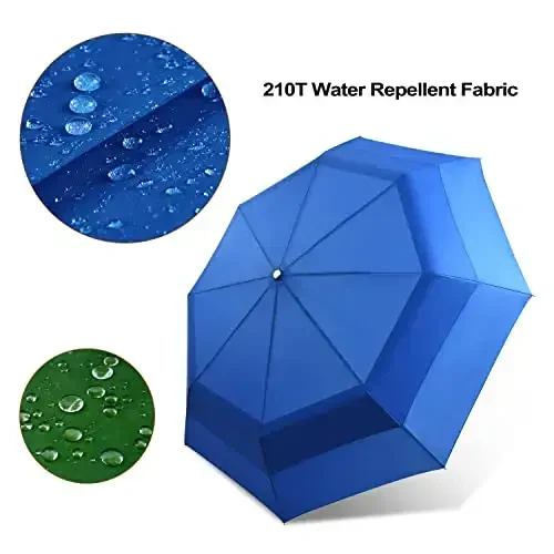 Lejorain katta golf soyboni - ixcham erkaklar soybonlari sayohat yomg'ir va shamolga chidamli 54 dyuymli yig'iladigan avtomatik ochiladigan yopiladigan soybon 210T Teflon ventilyatsiyali ikki qavatli gumbaz - 4