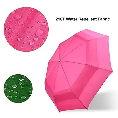 Lejorain Large Folding Golf Umbrella - Compact Mens Umbrellas Travel Rain and Windproof 54inch Collapsible Automatic Open Close Umbrella 210T Teflon Vented Double Canopy - 4