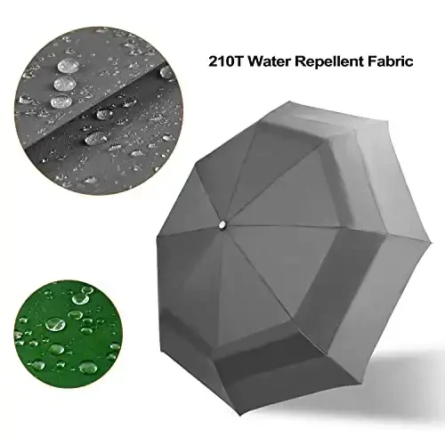 Lejorain Large Folding Golf Umbrella - Compact Mens Umbrellas Travel Rain and Windproof 54inch Collapsible Automatic Open Close Umbrella 210T Teflon Vented Double Canopy - 4