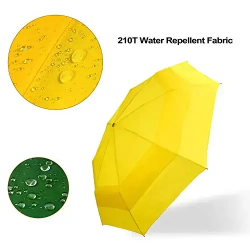 Lejorain Large Folding Golf Umbrella - Compact Mens Umbrellas Travel Rain and Windproof 54inch Collapsible Automatic Open Close Umbrella 210T Teflon Vented Double Canopy - 4