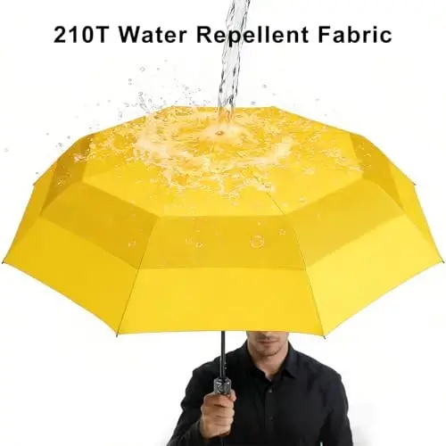 Lejorain Large Folding Golf Umbrella - Compact Mens Umbrellas Travel Rain and Windproof 54inch Collapsible Automatic Open Close Umbrella 210T Teflon Vented Double Canopy - LEJORAIN (1)