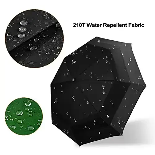 Lejorain Large Folding Golf Umbrella - Compact Mens Umbrellas Travel Rain and Windproof 54inch Collapsible Automatic Open Close Umbrella 210T Teflon Vented Double Canopy - 4