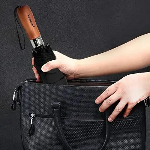 Lejorain Large Folding Golf Umbrella - Compact Mens Umbrellas Travel Rain and Windproof 54inch Collapsible Automatic Open Close Umbrella 210T Teflon Vented Double Canopy - 5