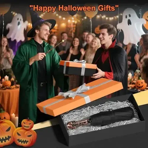 Lejorain Mens Black Skull Umbrella - Automatic Luxury Travel Windproof Umbrella Compact - Portable Strong Lightweight Rain Umbrella for Adults - 4