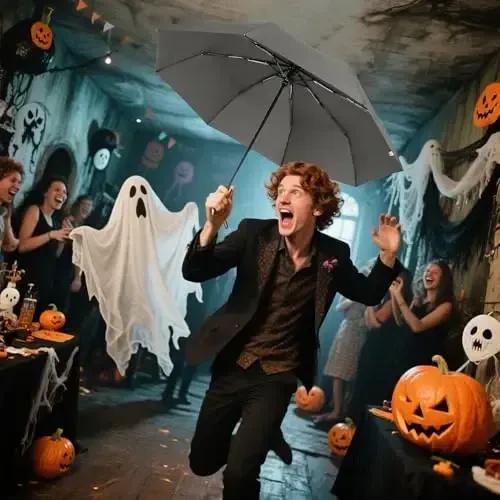 Lejorain Mens Black Skull Soybon - Avtomatik Qimmatbaho Sayohat Shamolga chidamli Soybon Kompakt - Kattalar uchun Portativ Kuchli Yengil Yomg'ir Soyboni - 5