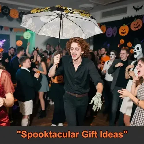 Lejorain Mens Black Skull Umbrella - Automatic Luxury Travel Windproof Umbrella Compact - Portable Strong Lightweight Rain Umbrella for Adults - 5