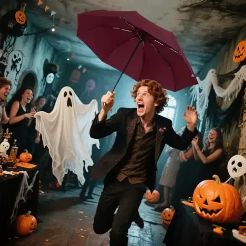 Lejorain Mens Black Skull Umbrella - Automatic Luxury Travel Windproof Umbrella Compact - Portable Strong Lightweight Rain Umbrella for Adults - 6