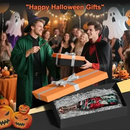 Lejorain Mens Black Skull Umbrella - Avtomatik hashamatli sayohat shamoldan himoyalangan soyabon ixcham - Kattalar uchun portativ kuchli yengil vaznli yomg'ir soyaboni - 6