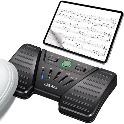 LEKATO Wireless Bluetooth Page Turner Pedal Music Page Turner Pedal for Ipad,Tablets Android IOS Phones Rechargeable Wireless Foot Pedal Silent Page Turner Ipad Page Turner for Hands-Free - LEKATO