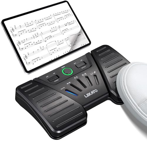 LEKATO Bluetooth Wireless Page Turner Pedal Music Page Turner for iPad Tablets Page Turning, Rechargeable Hands-Free Page Turner Pedal for Playing Instruments App Controller Anti-slip Foot Switches - 8